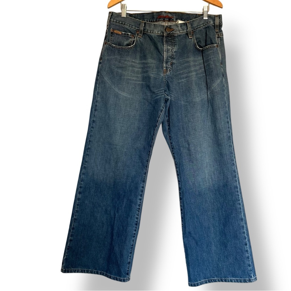 Eddie Bauer Premium Denim Button Fly Bootcut Men’s Relaxed Jeans Size 38x31